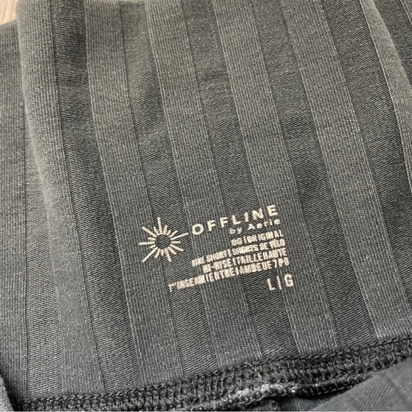 Aerie Offline OG Groove 7" Bike Short Gray (Large) striped ribbed stretchy comfy - Picture 6 of 6